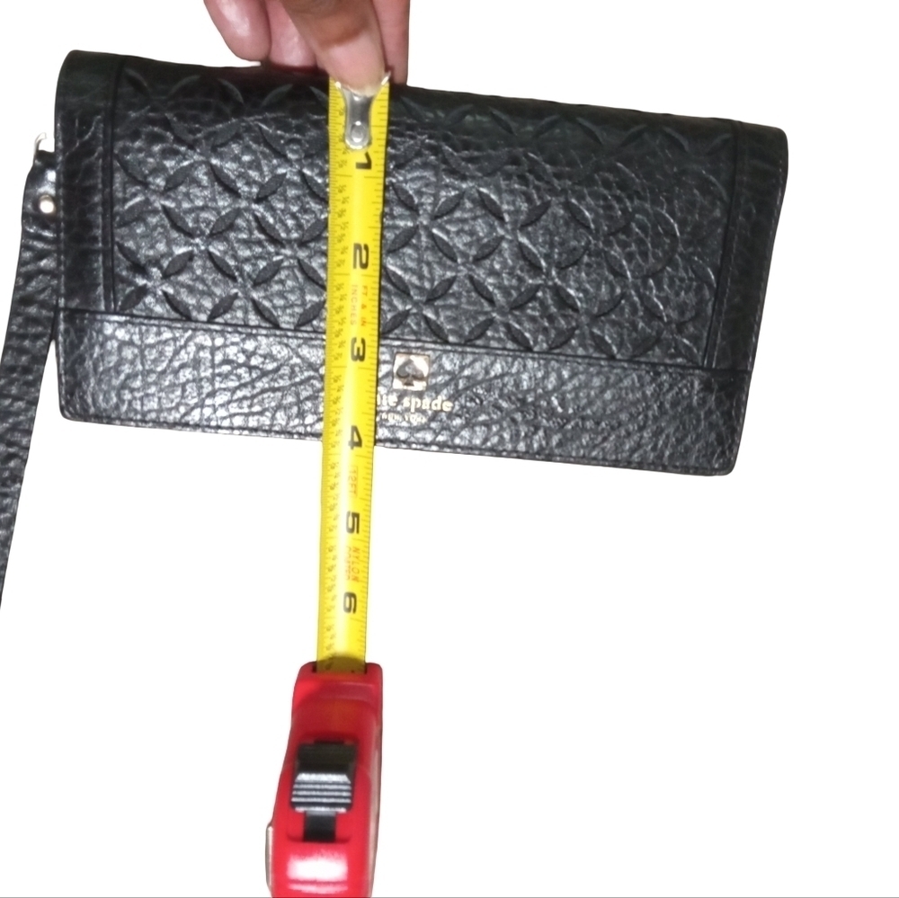 Kate Spade Women's Black Leather Wristlet Wallet Clutch Zip Organizer Bag - Picture 6 of 7